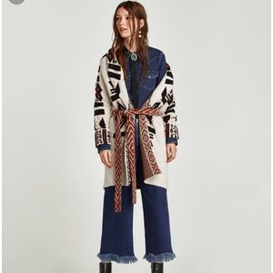 Zara Aztec printed sweater coat.